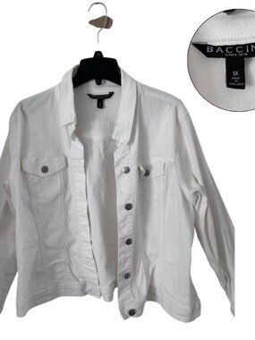 Baccini 1X White Denim Jacket Plus Size